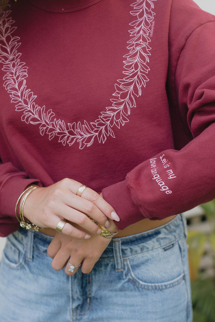 Sweatshirt Crop-  Pua Melia Merlot 2.0