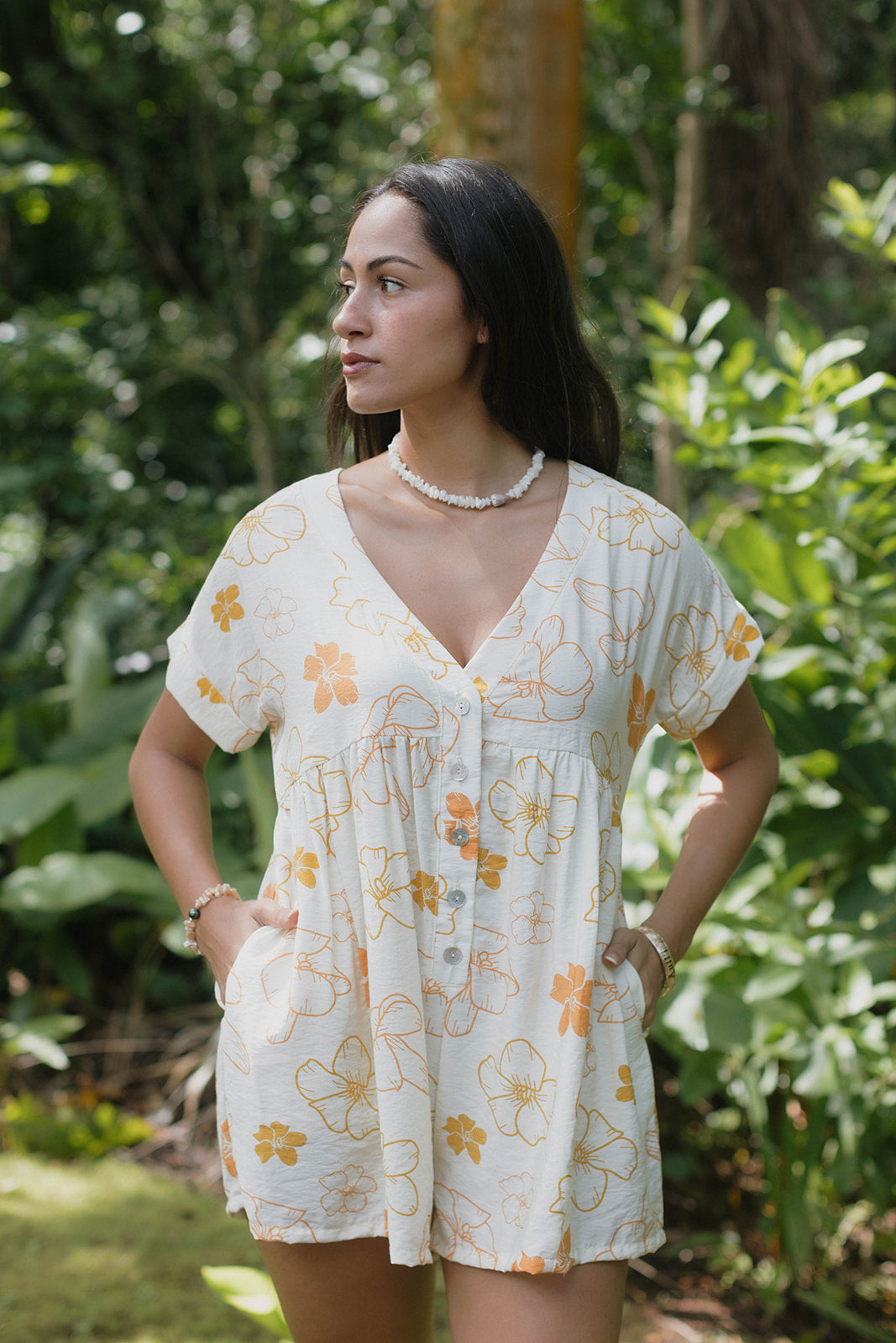Wai'olu Romper - Lei Pua Kenikeni Cream