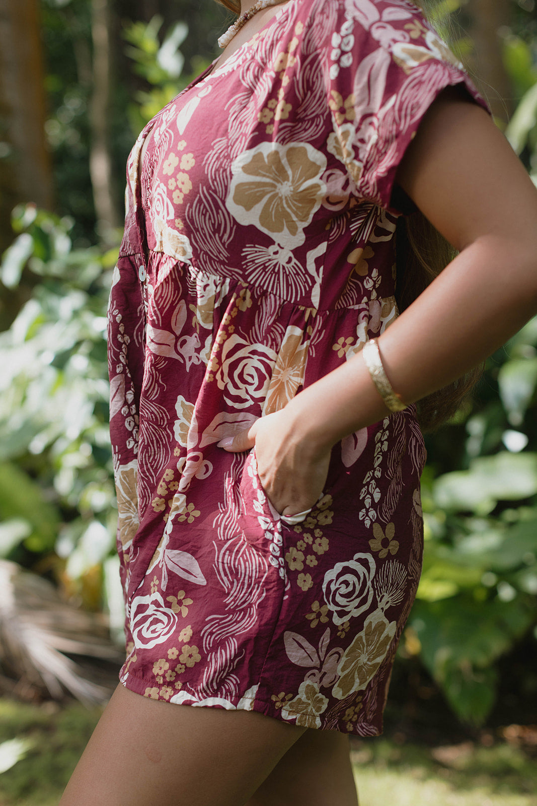 Wai'olu Romper - Lā Lei Merlot