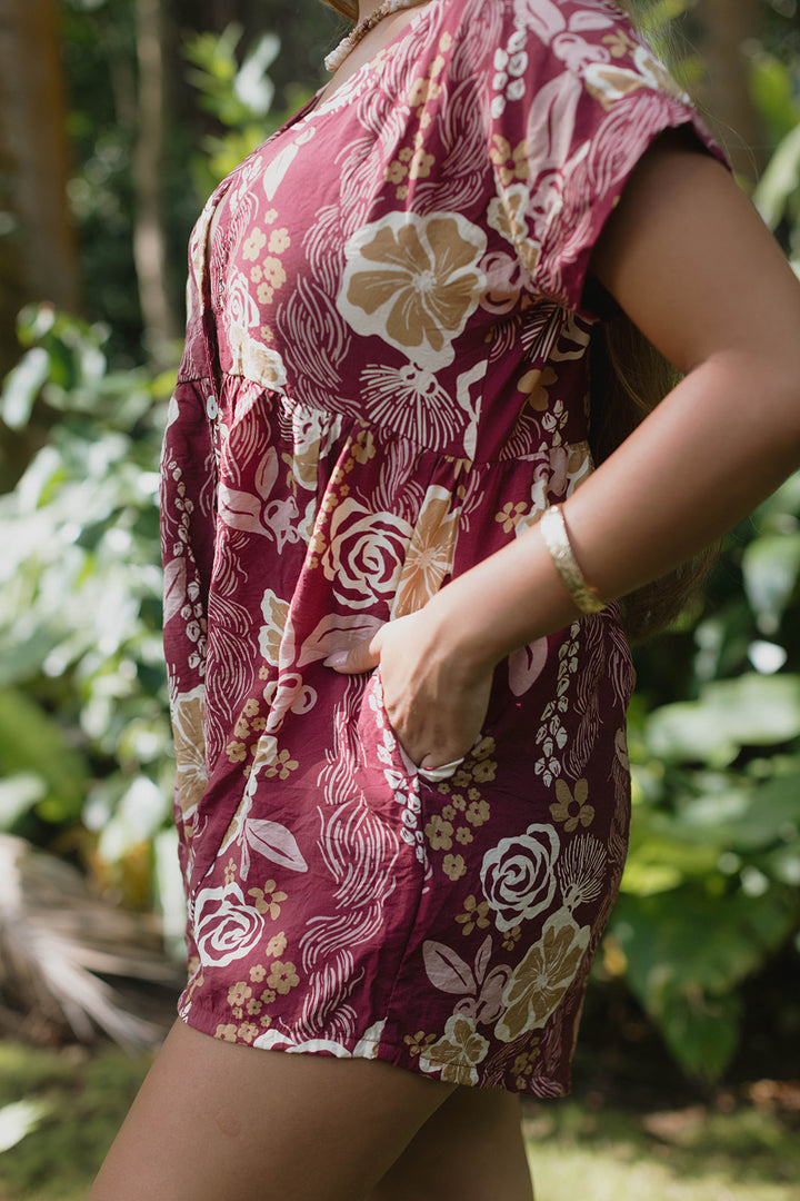 Wai'olu Romper - Lā Lei Merlot