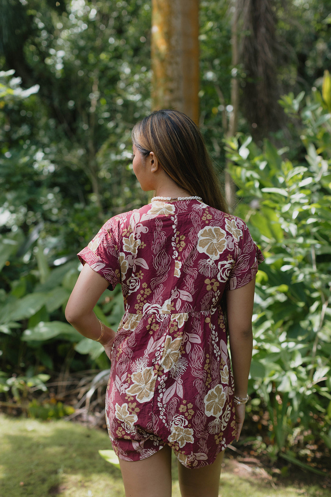 Wai'olu Romper - Lā Lei Merlot