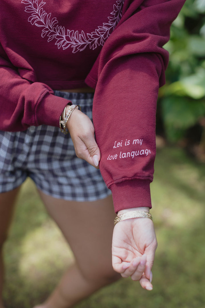Sweatshirt Crop-  Pua Melia Merlot 2.0