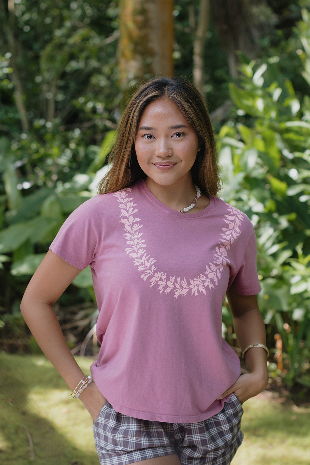 Lei Pua Melia Tee - Dusty Rose
