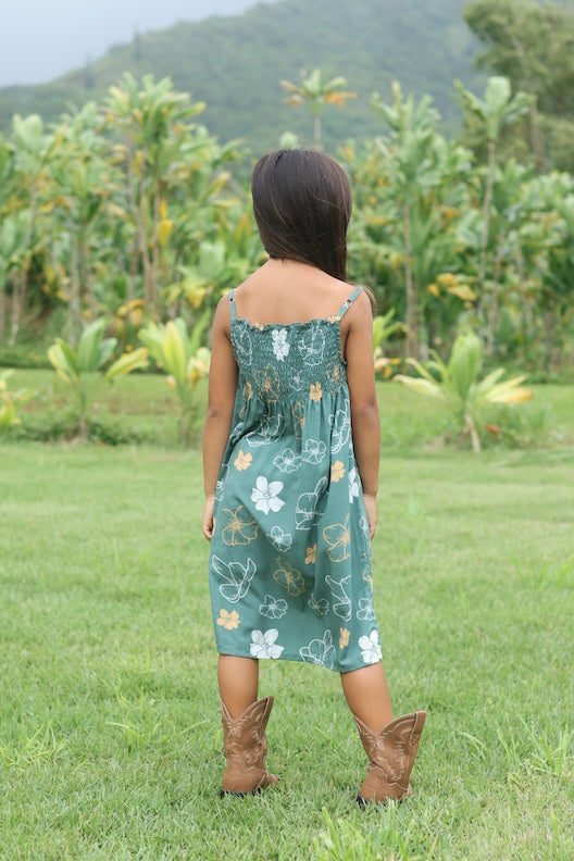 Girls Kaia Dress- Lei Pua Kenikeni Lush