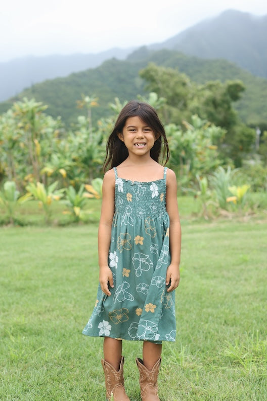 Girls Kaia Dress- Lei Pua Kenikeni Lush