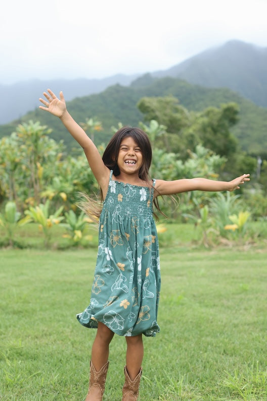 Girls Kaia Dress- Lei Pua Kenikeni Lush