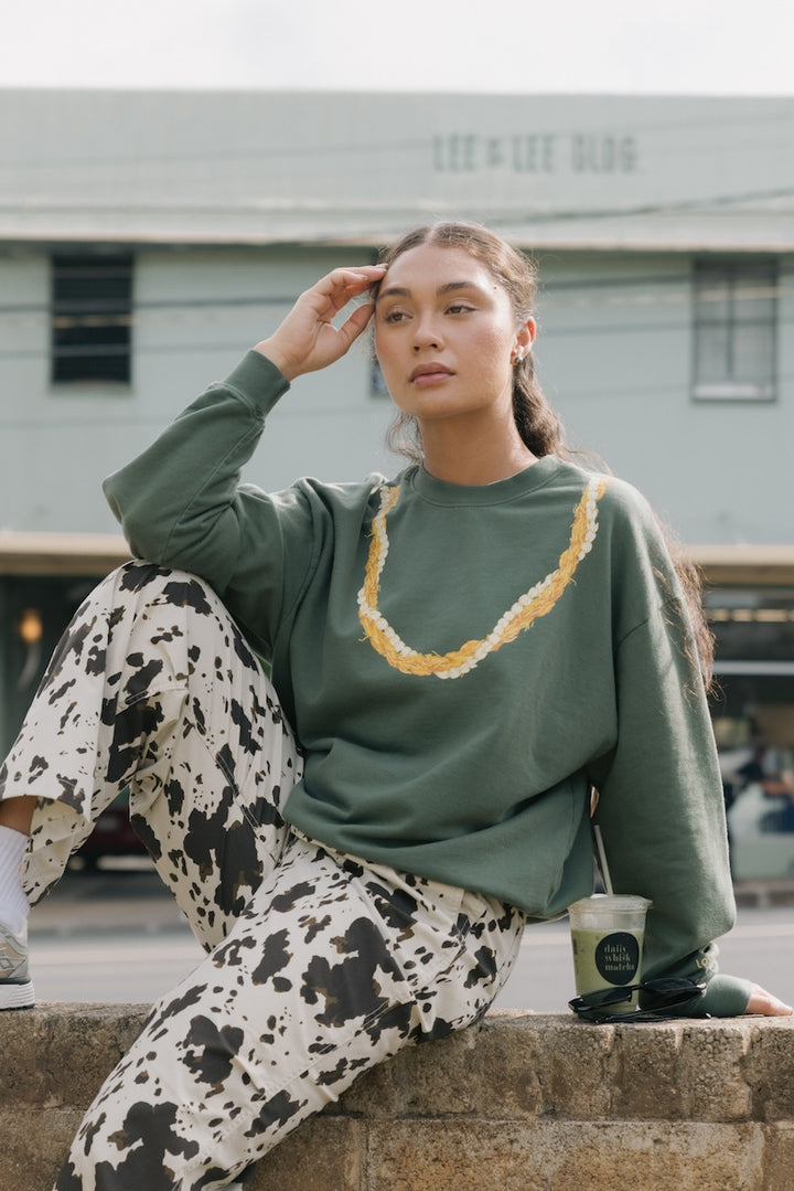 Sweatshirt Oversized  - Lei Kaunaoa/Pikake Lush