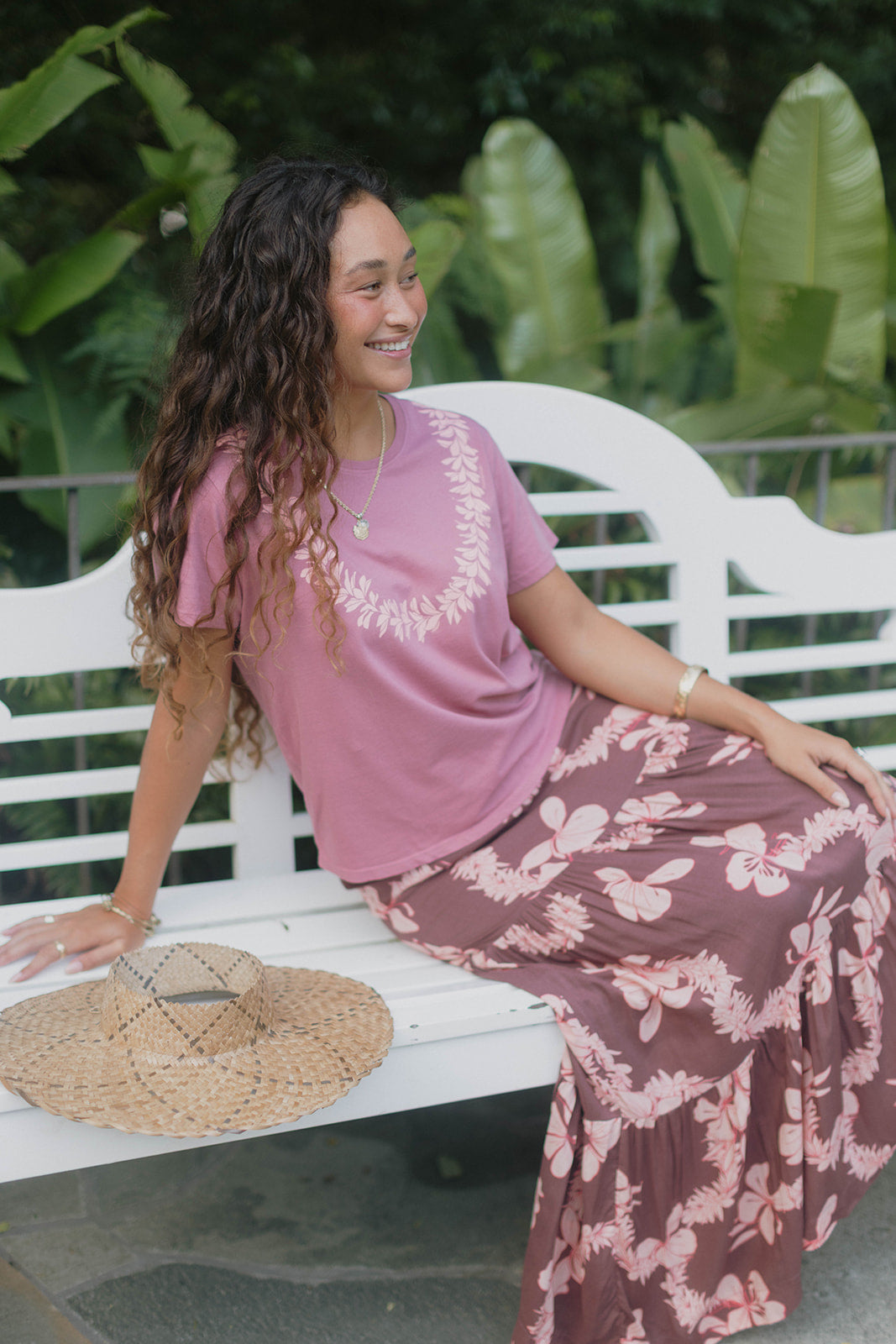 Lei Pua Melia Tee - Dusty Rose