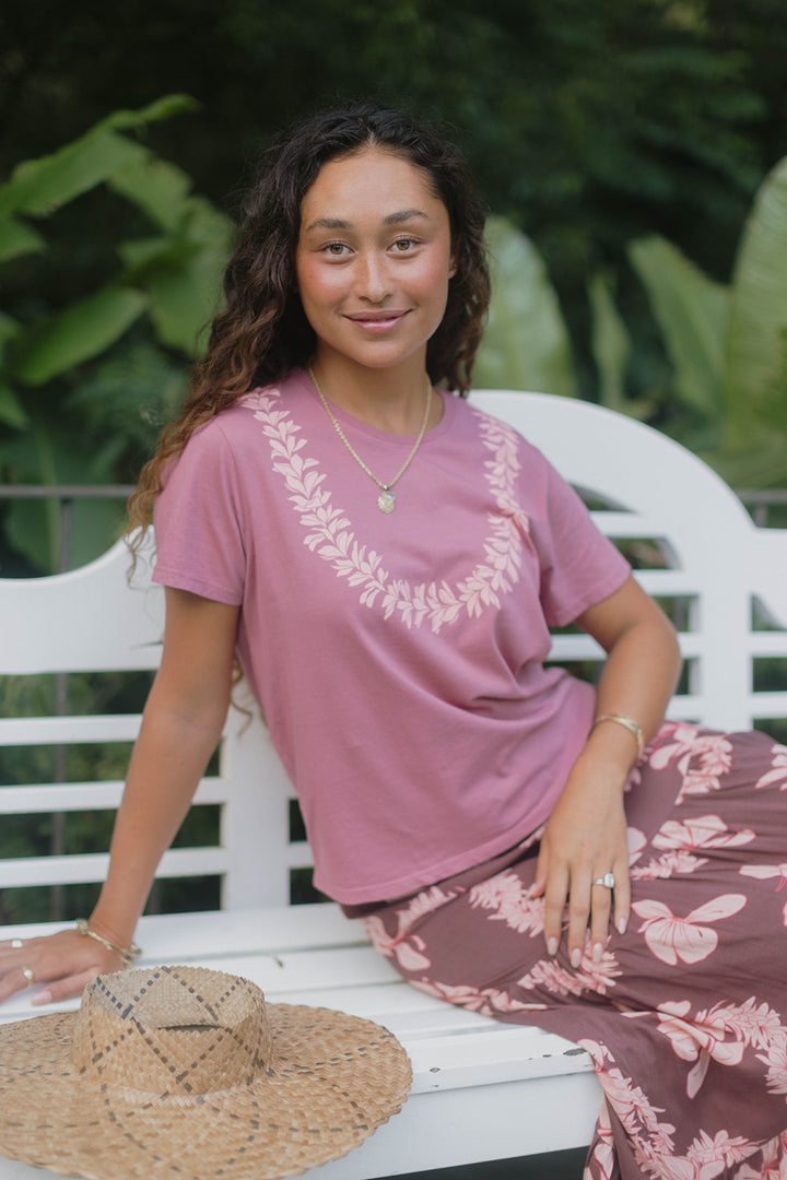 Lei Pua Melia Tee - Dusty Rose