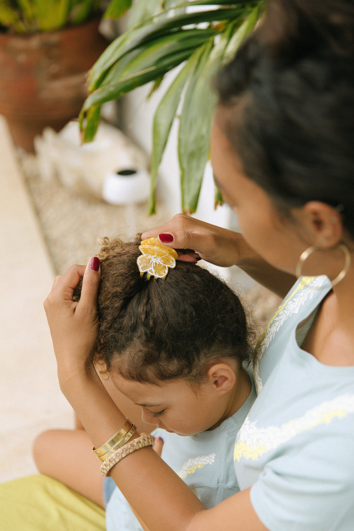Hair Clip - Pua Kenikeni Li'i Yellow