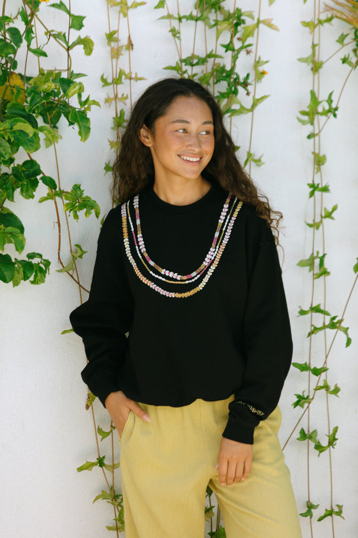 Sweatshirt Oversized- Lei Pupu o Niihau Tee 'ele'ele