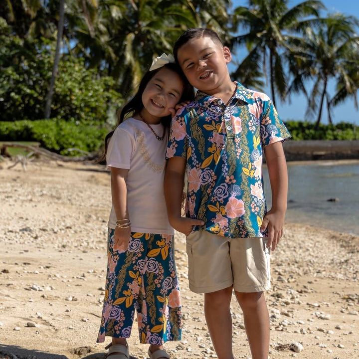 Keiki Bamboo Polo Shirt- Lā Lei