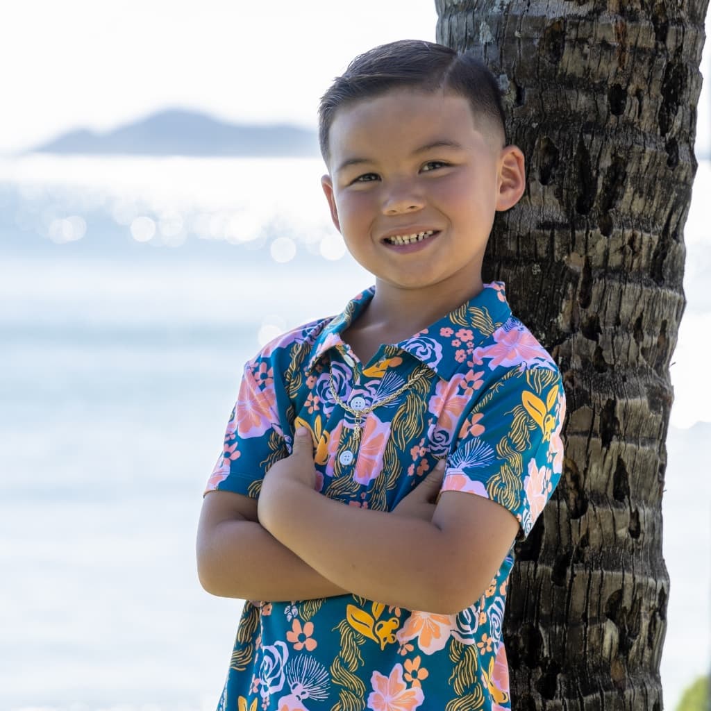Keiki Bamboo Polo Shirt- Lā Lei