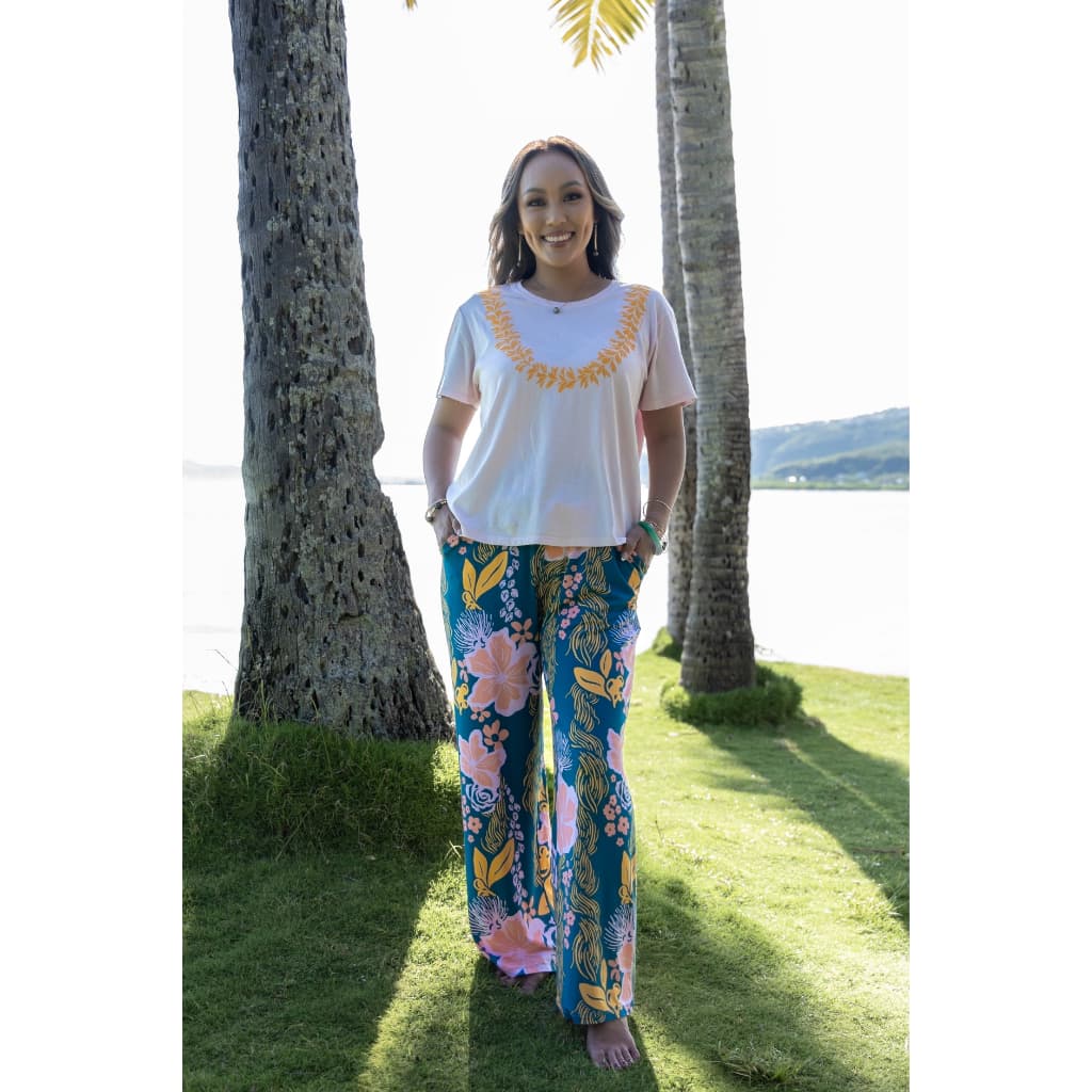 Women's Bamboo Wide-Leg Pants- Lā Lei