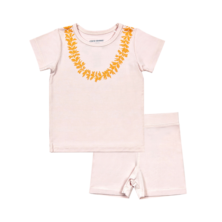 Keiki 2Piece Short Bamboo Pajama Set- Lei Pua Melia