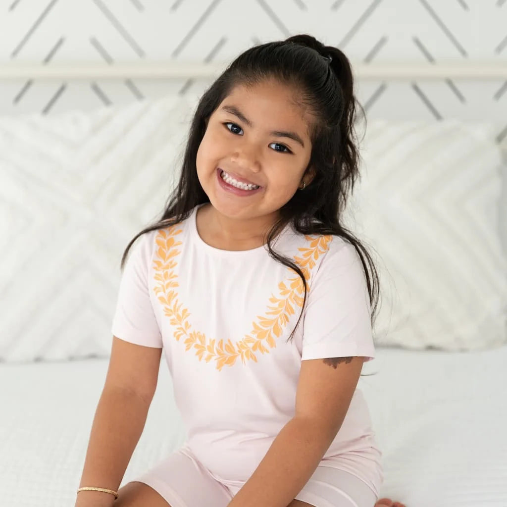 Keiki 2Piece Short Bamboo Pajama Set- Lei Pua Melia