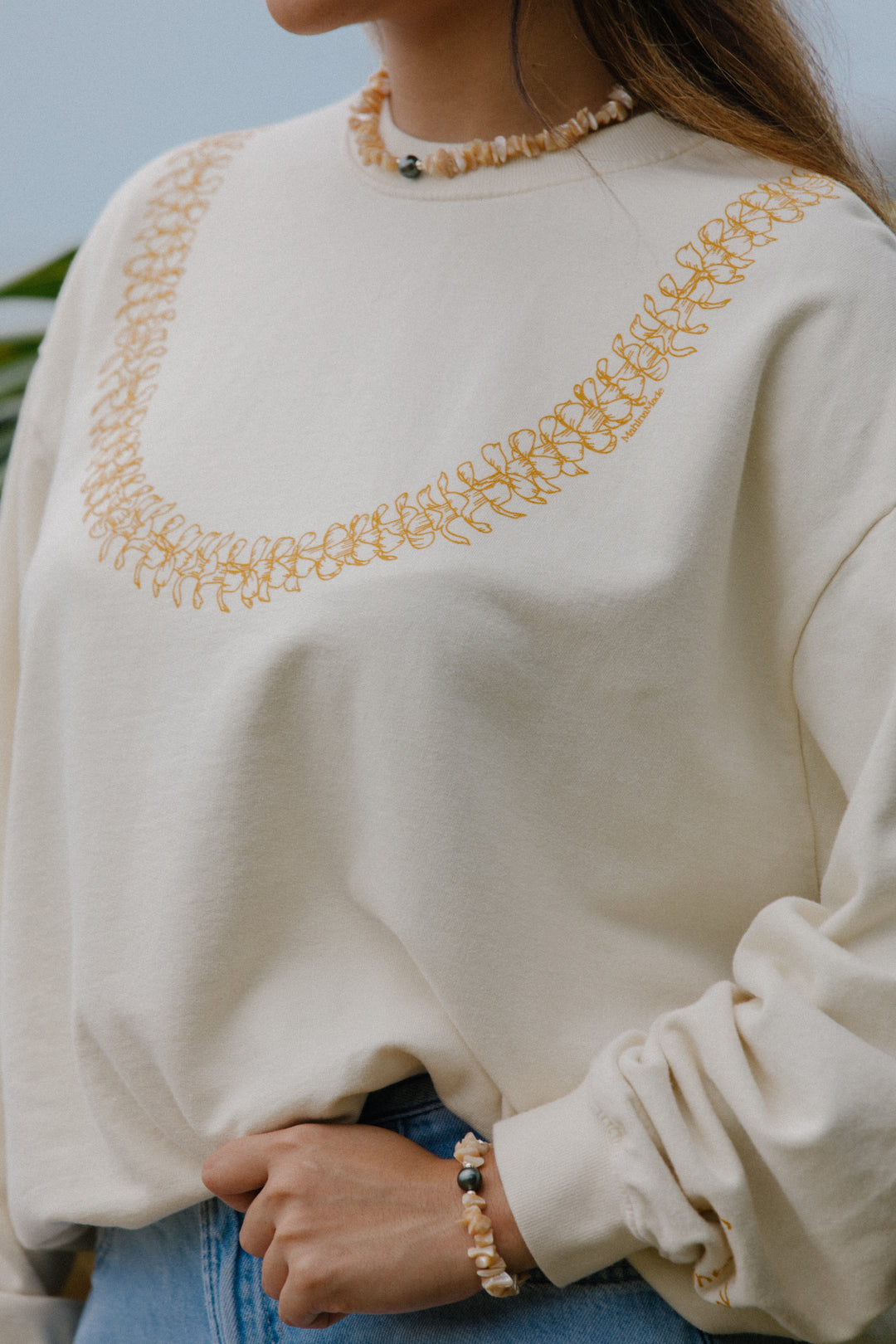 Sweatshirt Oversized - Lei Pua Kenikeni Cream