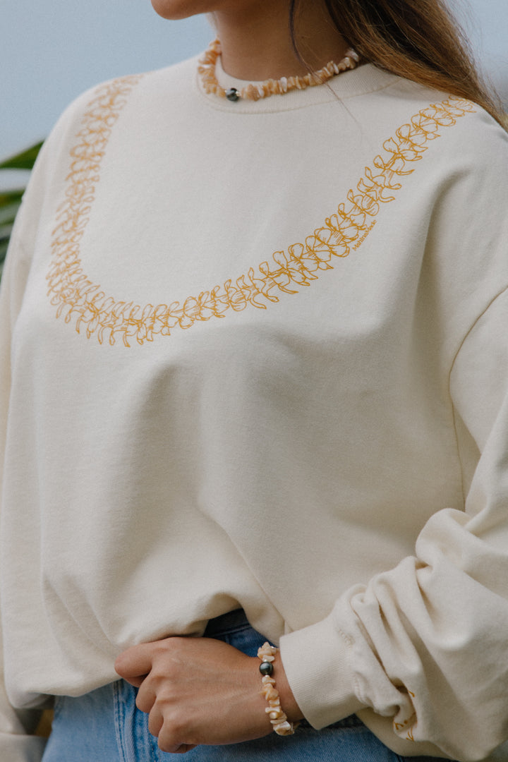 Sweatshirt Oversized - Lei Pua Kenikeni Cream