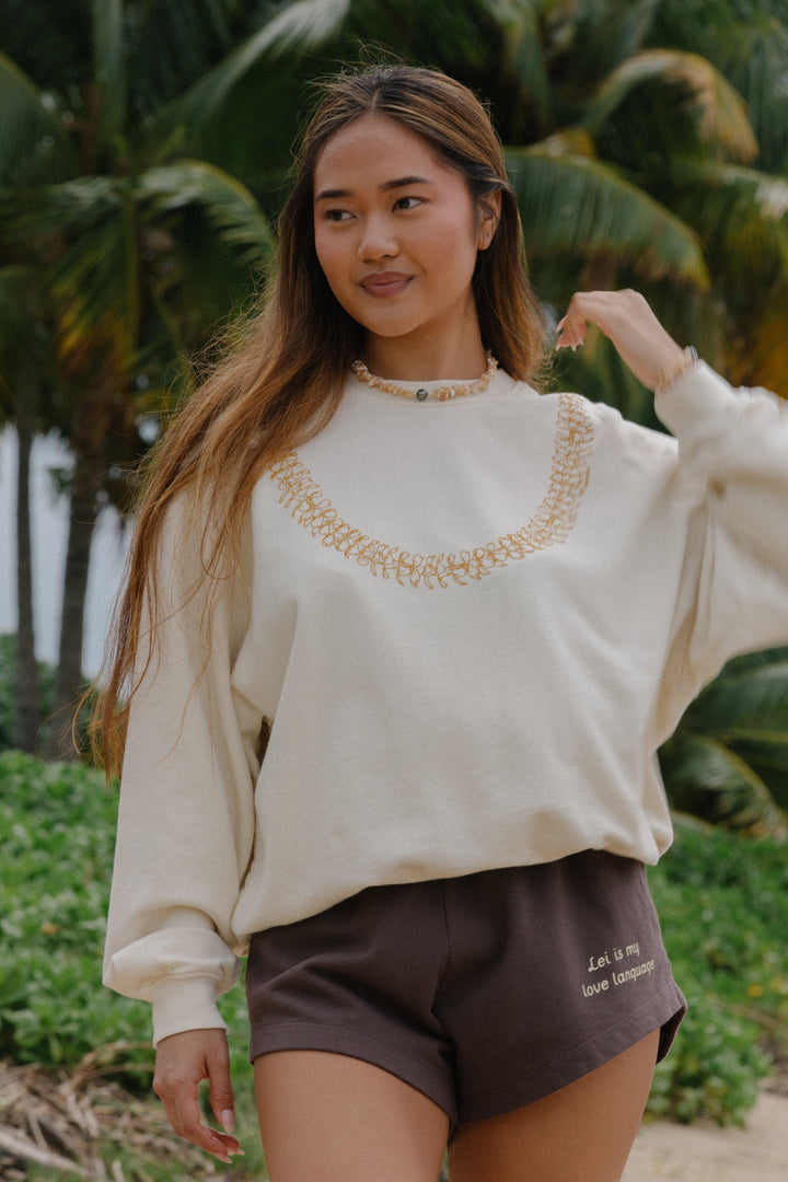 Sweatshirt Oversized - Lei Pua Kenikeni Cream