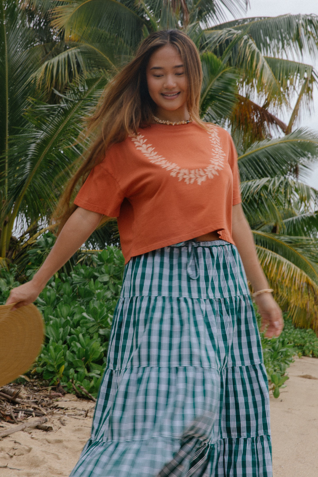 Lei Pua Melia Crop Tee - Rust