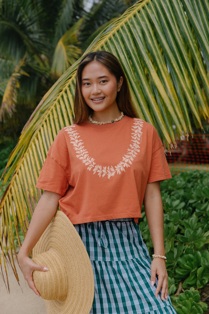 Lei Pua Melia Crop Tee - Rust