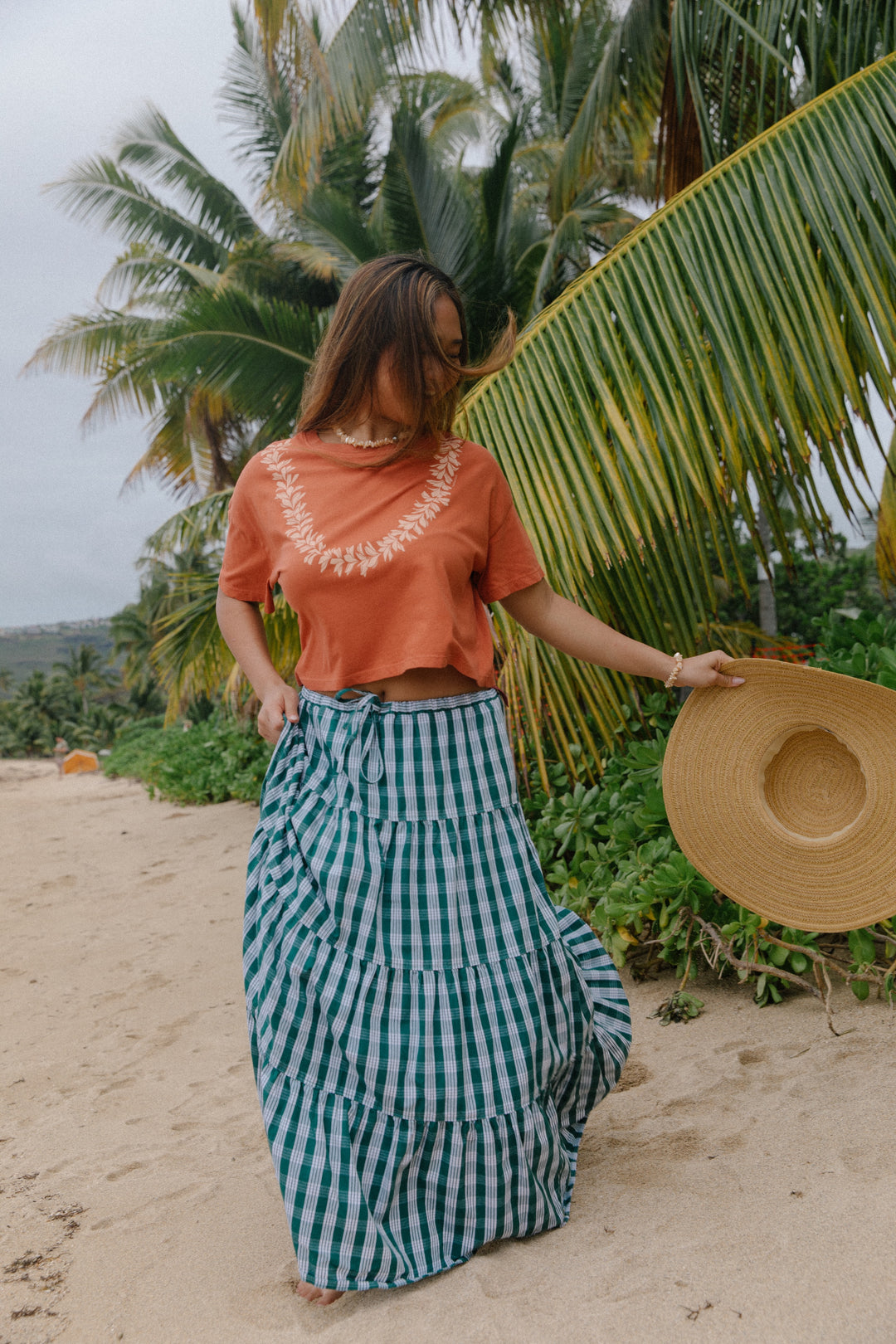 Lei Pua Melia Crop Tee - Rust