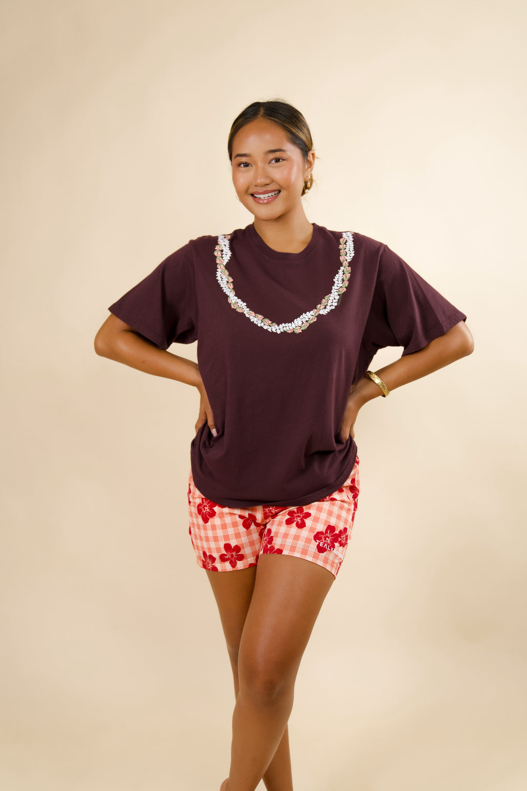 Lei Onaona Boxy Tee - Wine (Japan Capsule)