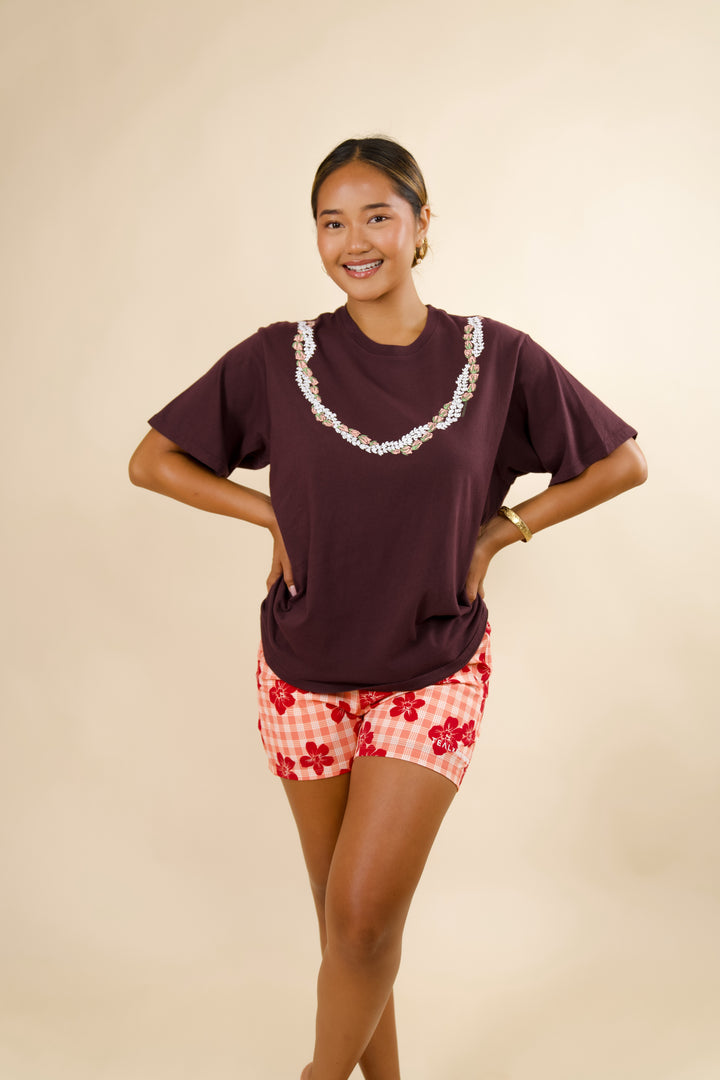 Lei Onaona Boxy Tee - Wine (Japan Capsule)