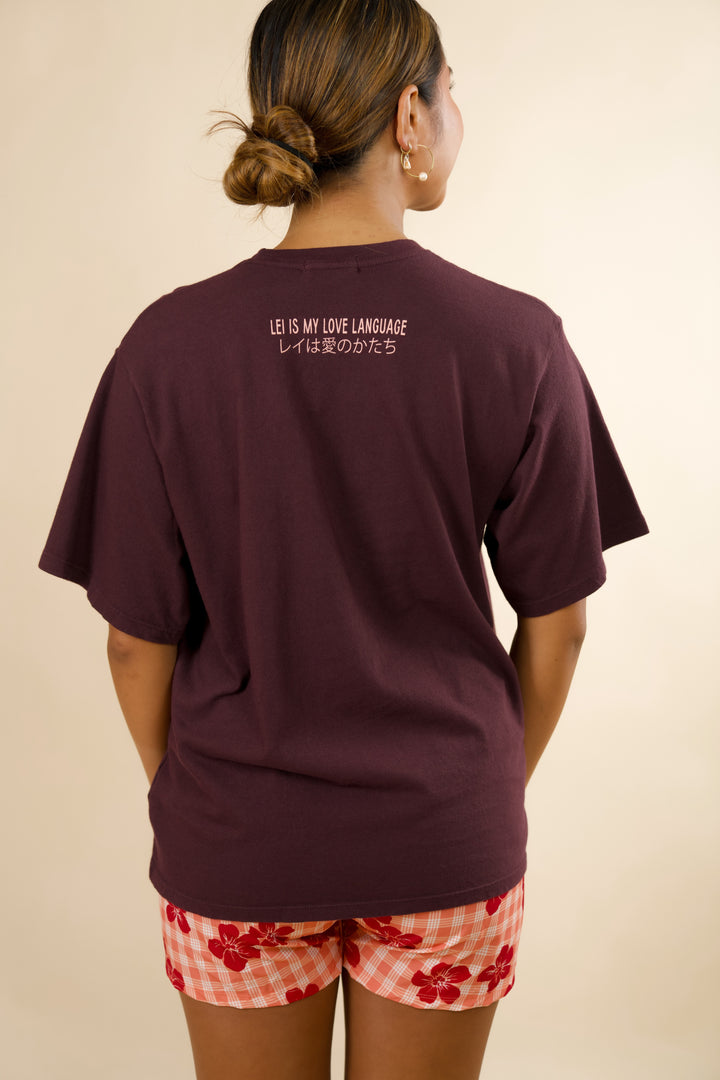 Lei Onaona Boxy Tee - Wine (Japan Capsule)
