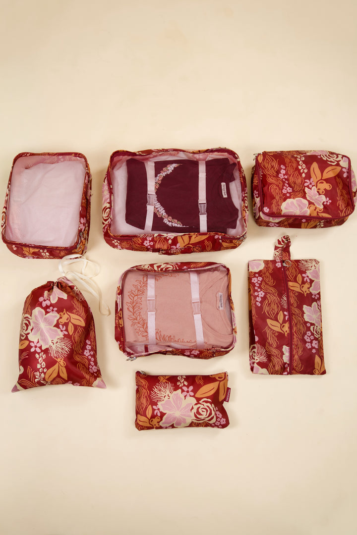 Packing Cubes Set - Lā Lei Maroon