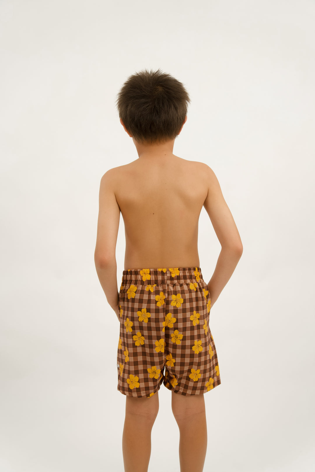 Boys Luxe Hybrid Short - Pua Kenikeni Brown
