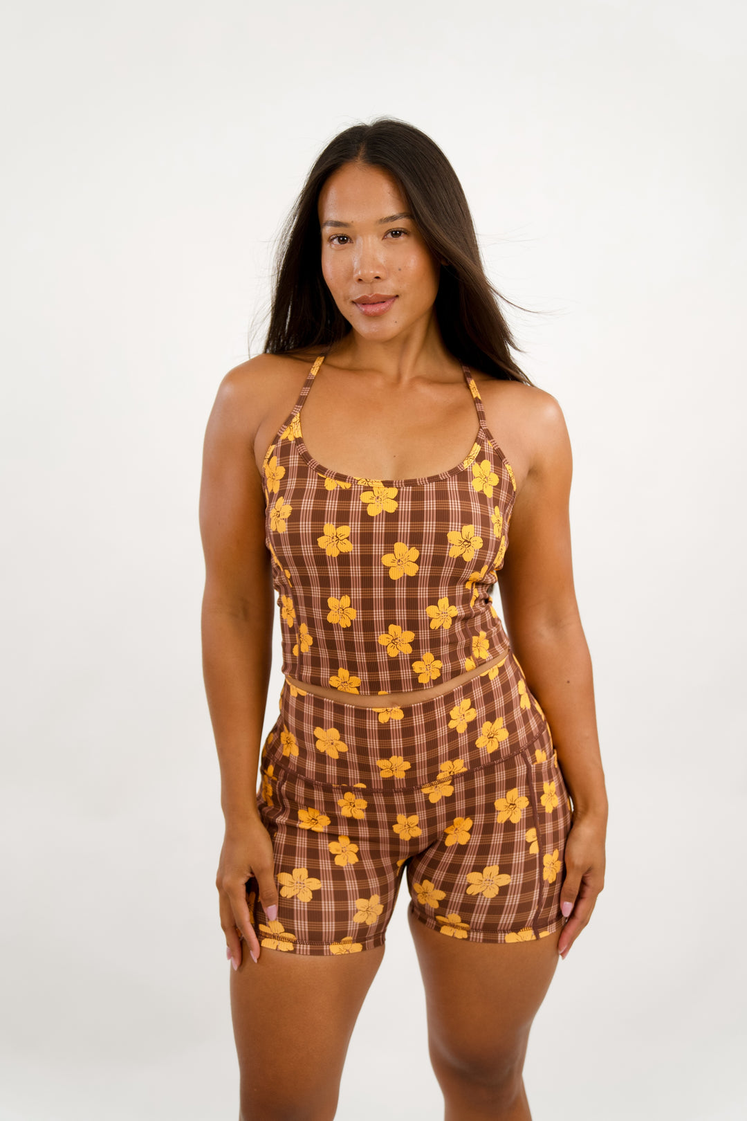 Ave Crop Tank - Pua Kenikeni Brown