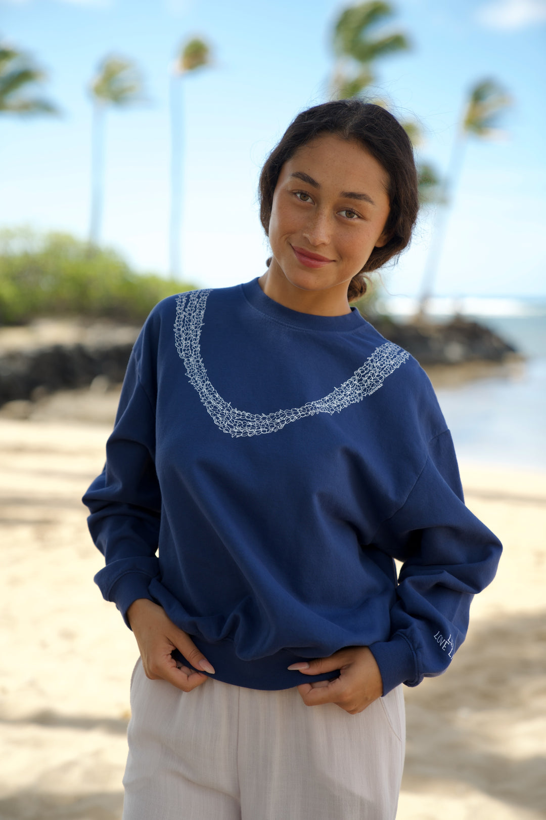 Sweatshirt Oversized  - Lei Pikake Navy