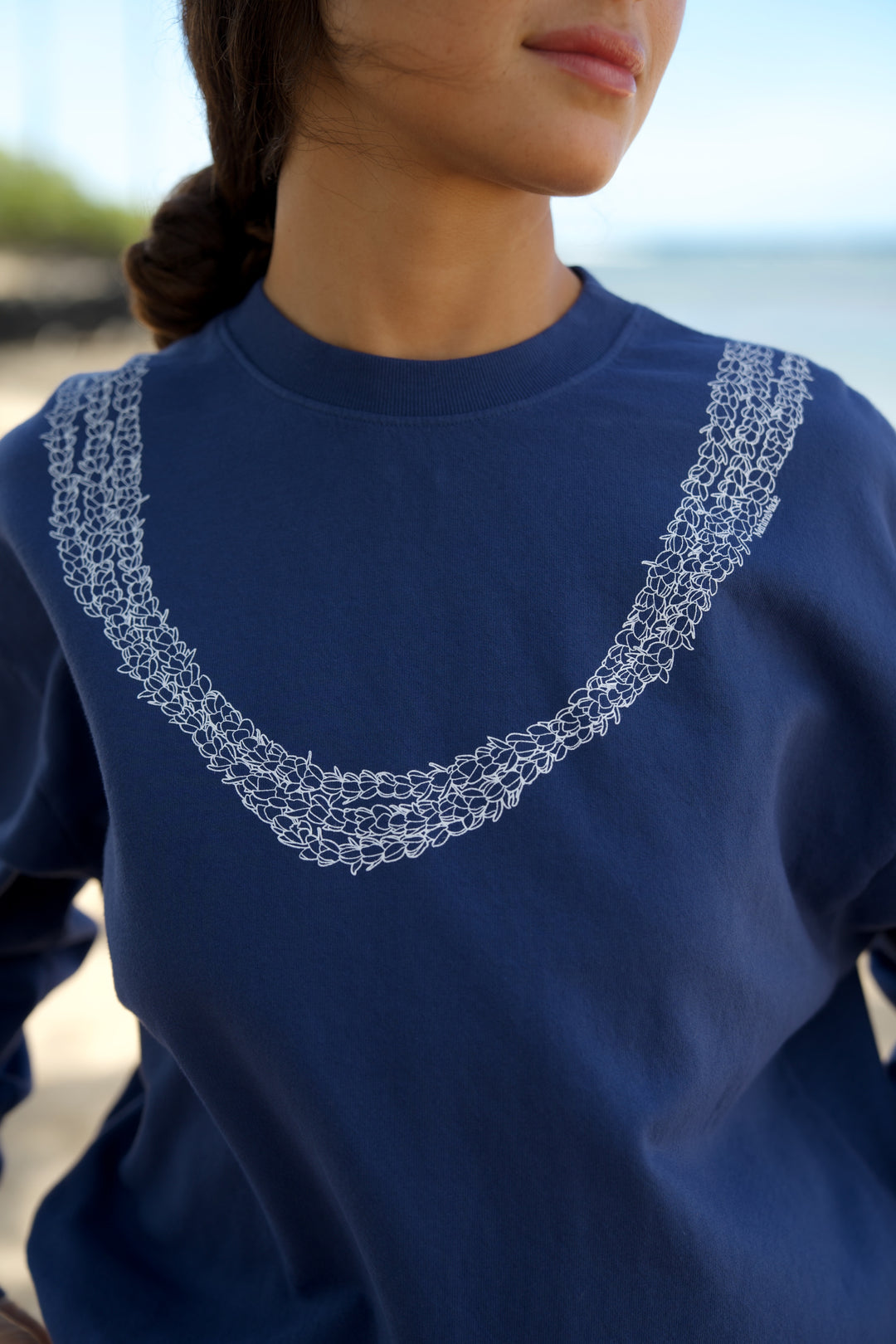 Sweatshirt Oversized  - Lei Pikake Navy