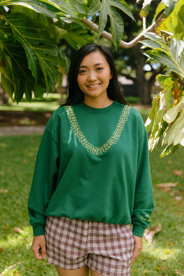 Sweatshirt Oversized - Lei Pua Kenikeni Bows (Embroidered)